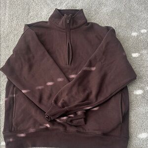 Aritzia Brown Quarter-Zip Sweater